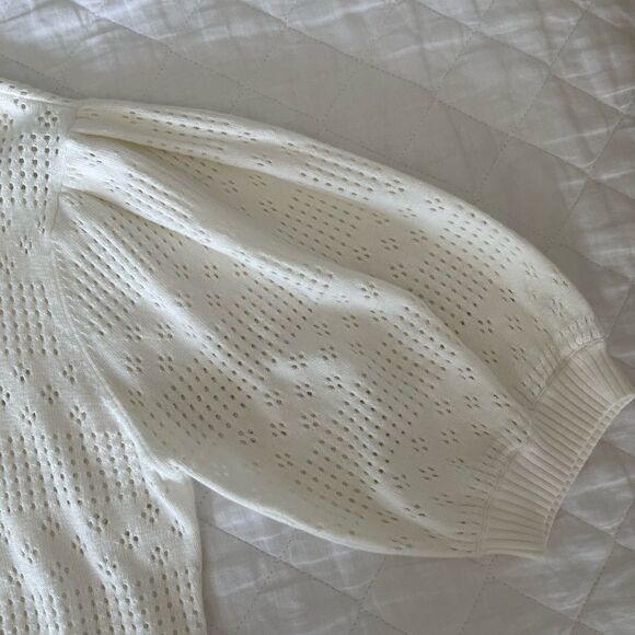 7 For All Mankind Pointelle Crewneck Top Large - Picture 6 of 11